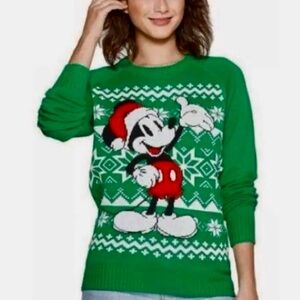 Disney Mickey Mouse Santa Fair Isle Sweater Size Small